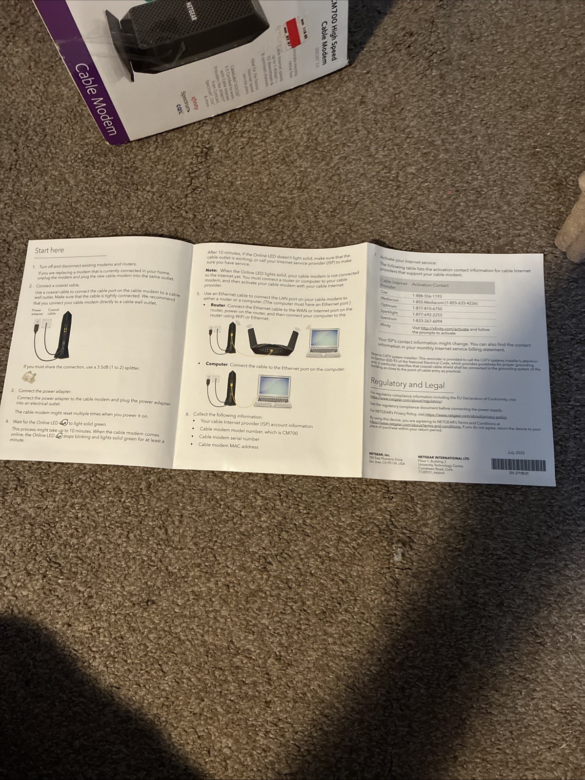 NETGEAR CM700 Cable Modem Black 1.4 GBPS 32 X 8 Channel Bonding