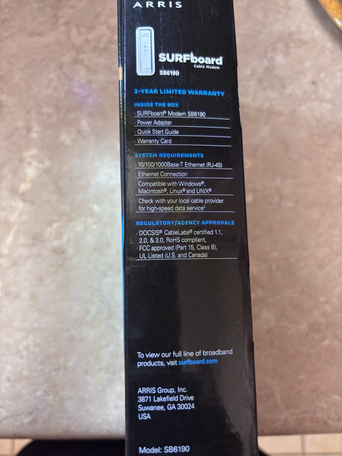 Arris Surf Board Cable Modem SB6190NEW