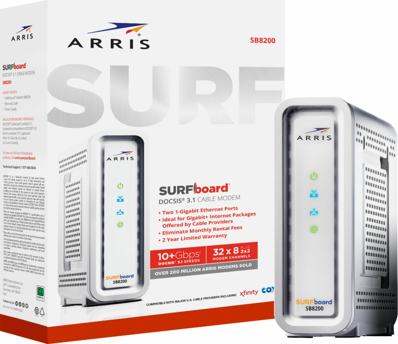 ARRIS – SURFboard SB8200 32 x 8 DOCSIS 3.1 Gig-Speed Cable Modem – White
