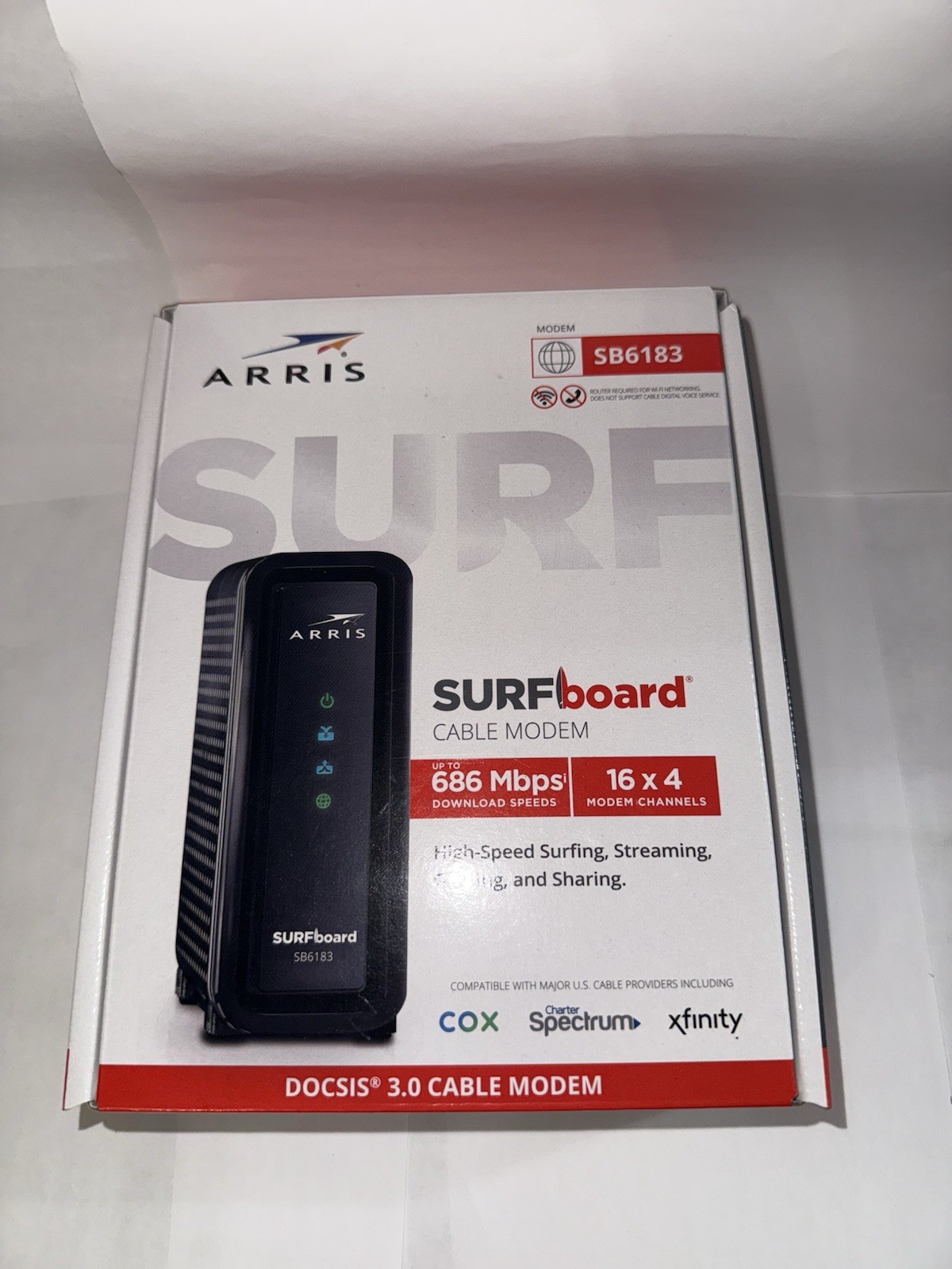 Arris Surfboard SB6183 Cable Modem 686 mbps 16×4 Docsis 3.0 New open box Xfinity