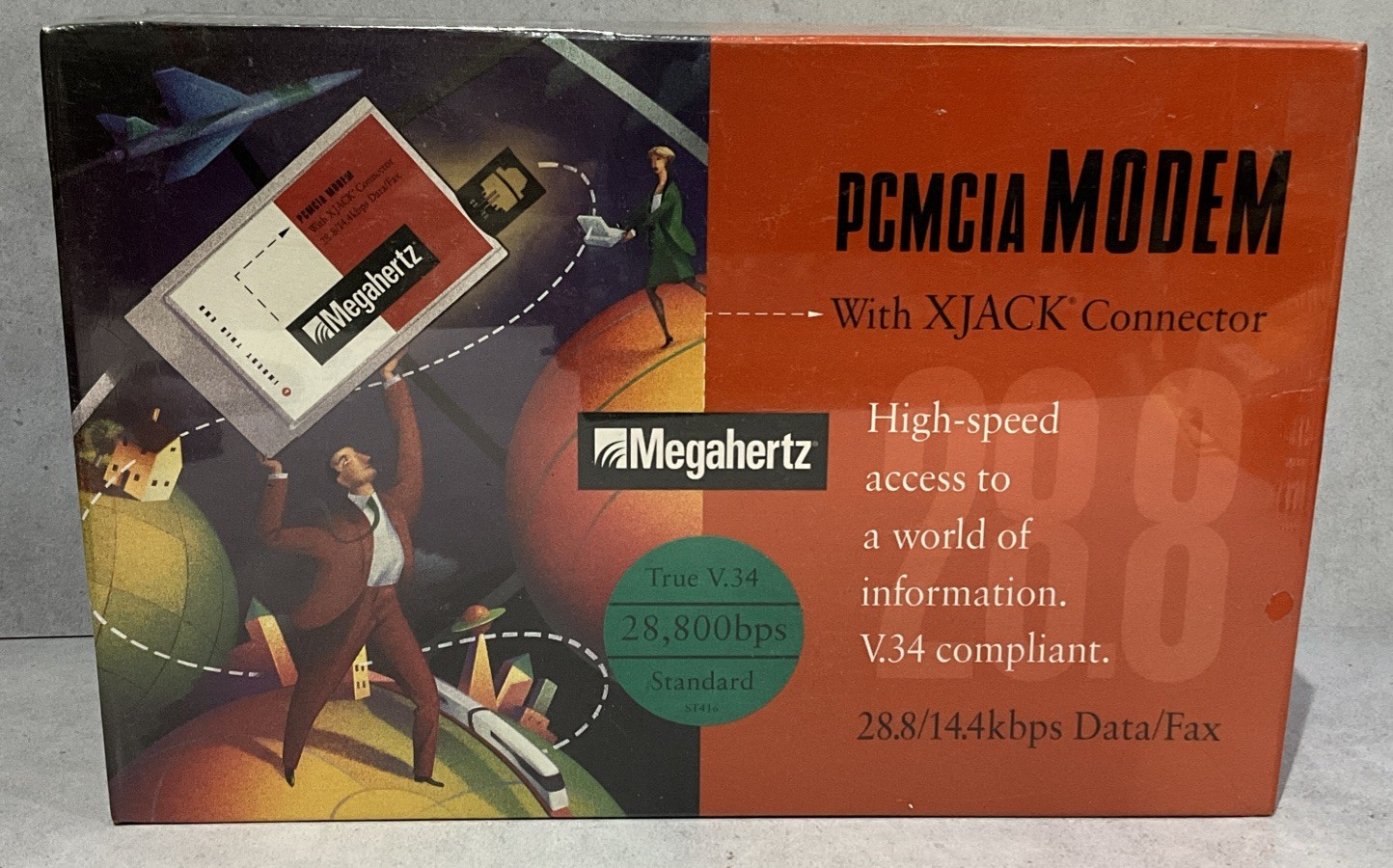 Megahertz PCMCIA Modem XJACK Connector 28.8 V.34 28.8kbps Vintage 1994 SEALED