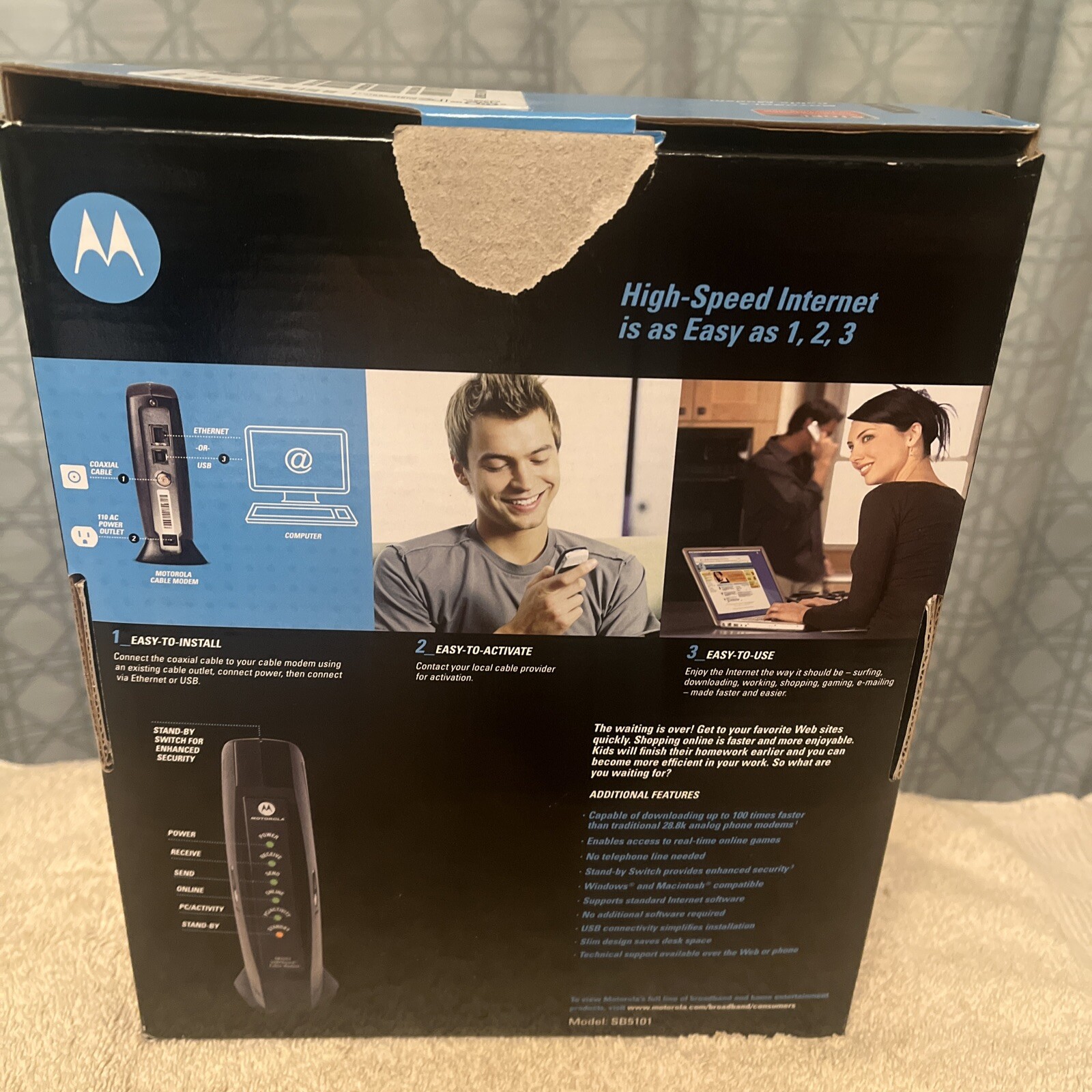 Motorola SURFboard SB5101 Cable Modem With AC Adapter Brand New