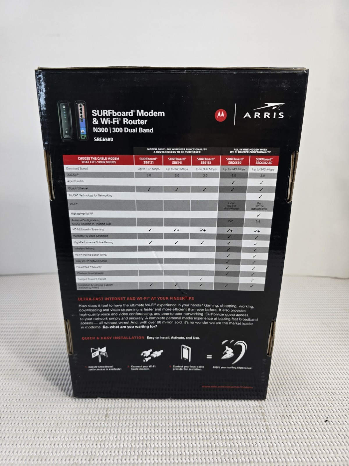 Motorola ARRIS SURFboard SBG6580 DOCSIS 3.0 Cable Modem and Wi-Fi Router N300