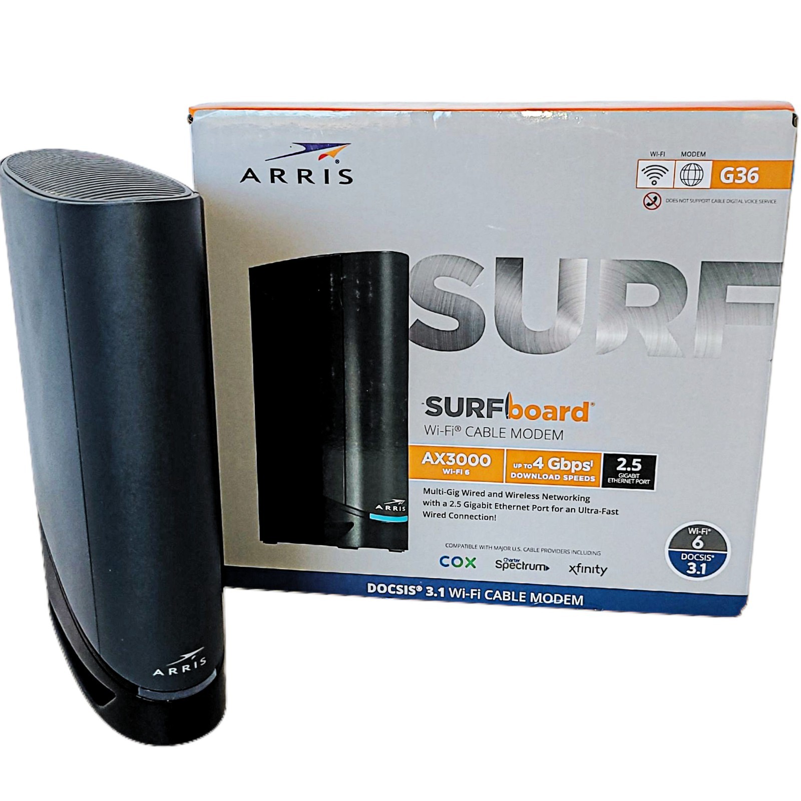 Arris Surfboard G36 DOCSIS 3.1 Multi Gig Cable Modem AX3000 Wi-Fi 6 Router Combo