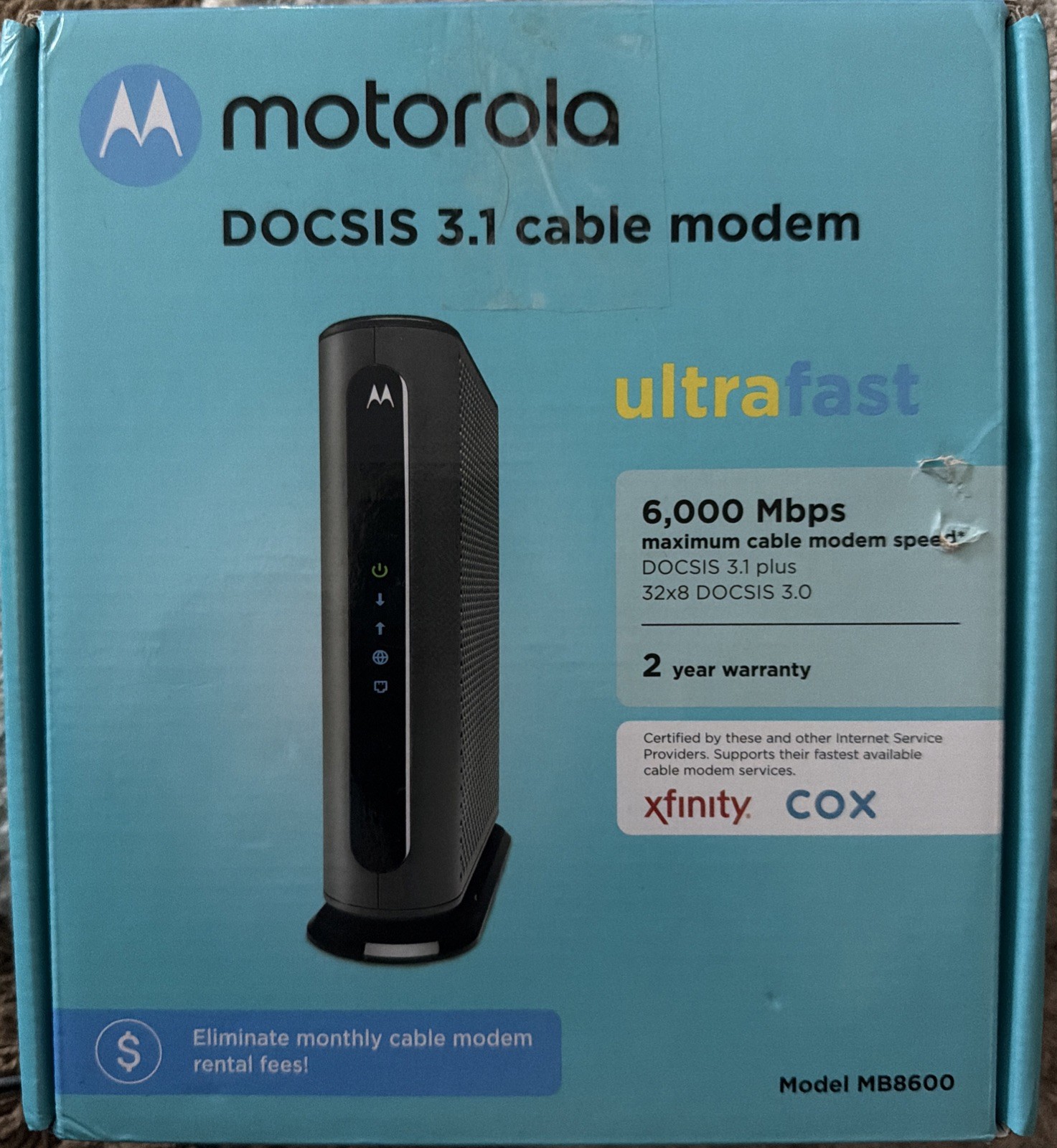 Motorola MB8600 DOCSIS 3.1 Cable Modem – Black – Used