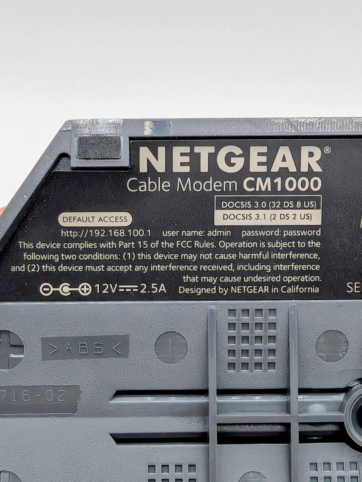 NETGEAR CM1000 DOCSIS 3.1 Cable Modem Gigabit Xfinity Comcast Cox Spectrum 1Gbps