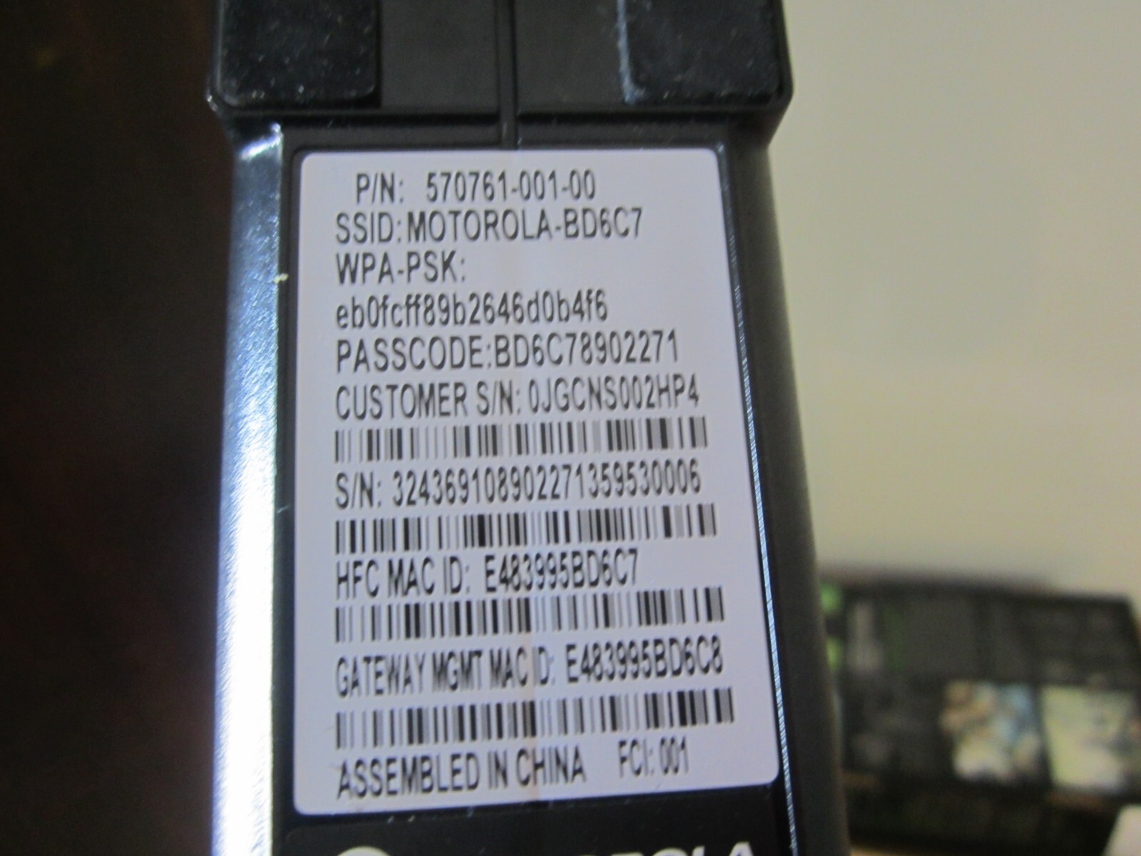 Motorola SBG6580 Surfboard eXtreme DOCSIS 3.0 Wireless Cable Modem Gateway Used)