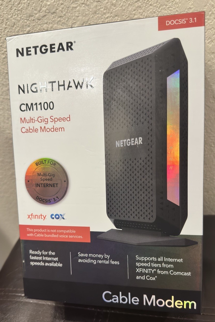 NETGEAR Nighthawk Model CM1100 Multi-Gig Speed Cable Modem DOCSIS 3.1