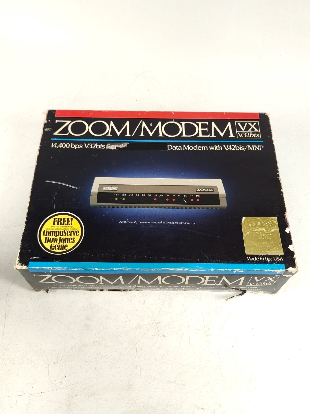 VINTAGE ZOOM MODEM VX V32 BIS DATA MODEM WITH V.42BIS NOS