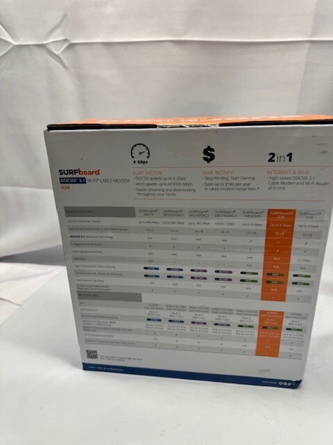 Arris SURFboard G34 WiFi-6 Cable Modem Dual-Band AX3000 *New-Box Damage