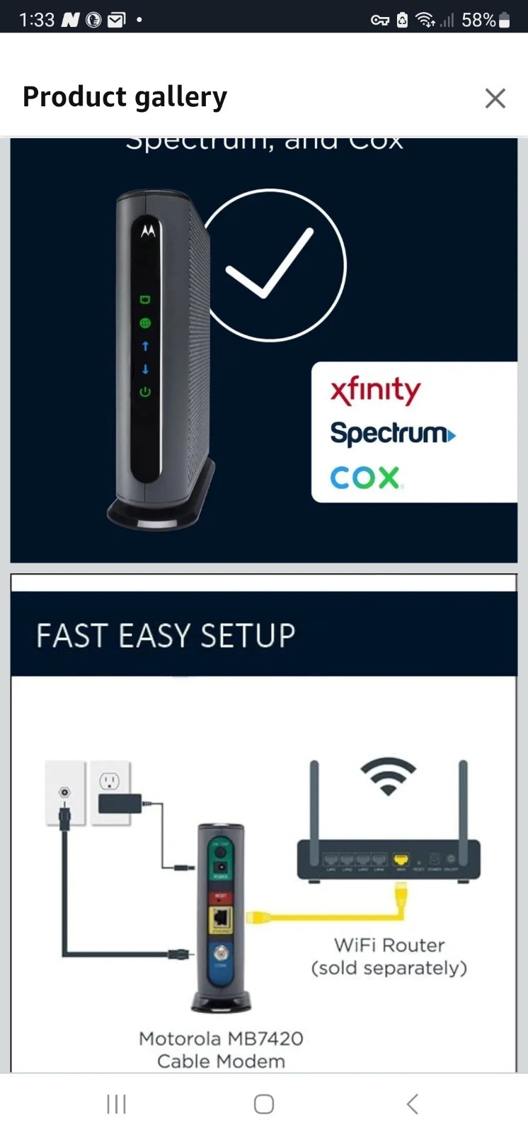 MOTOROLA 16×4 Cable Modem Model MB7420 686 Mbps DOCSIS 3.0