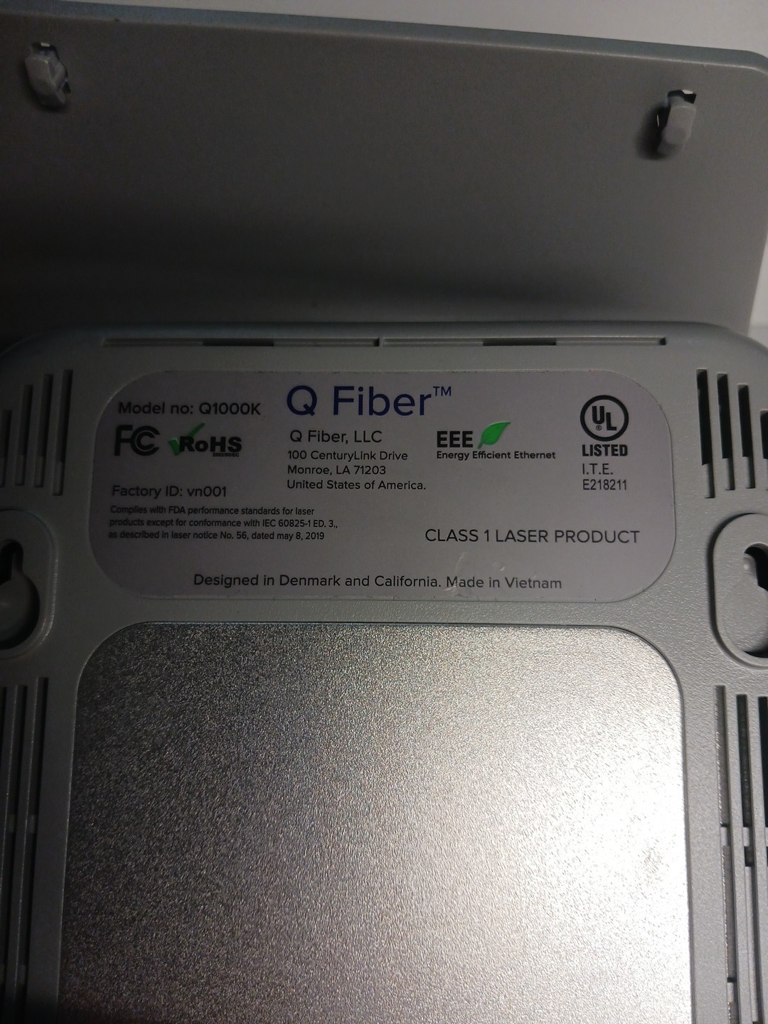 Quantum Fiber Internet Q1000K SmartNID Fiber Modem W/adapter And 10″ Fiber Cable