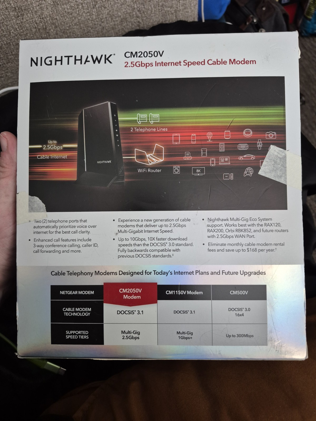 NETGEAR Nighthawk CM2050V 2.5Gbps Internet Speed Cable Modem