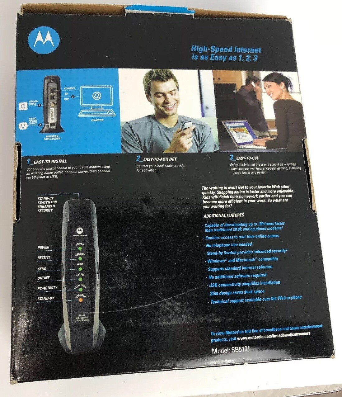 Motorola SURFboard SB5101 Cable Modem with AC Power Adapter