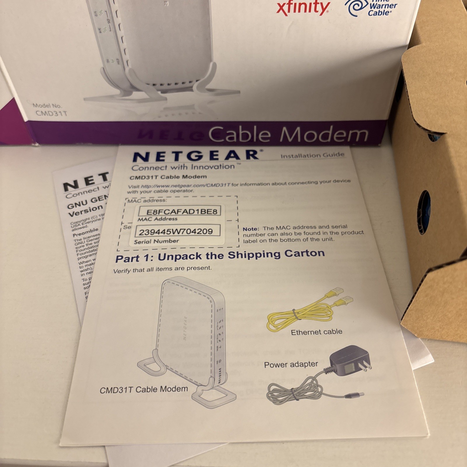 NETGEAR DOCSIS 3.0 – High Speed Cable Modem CMD31T Open Box