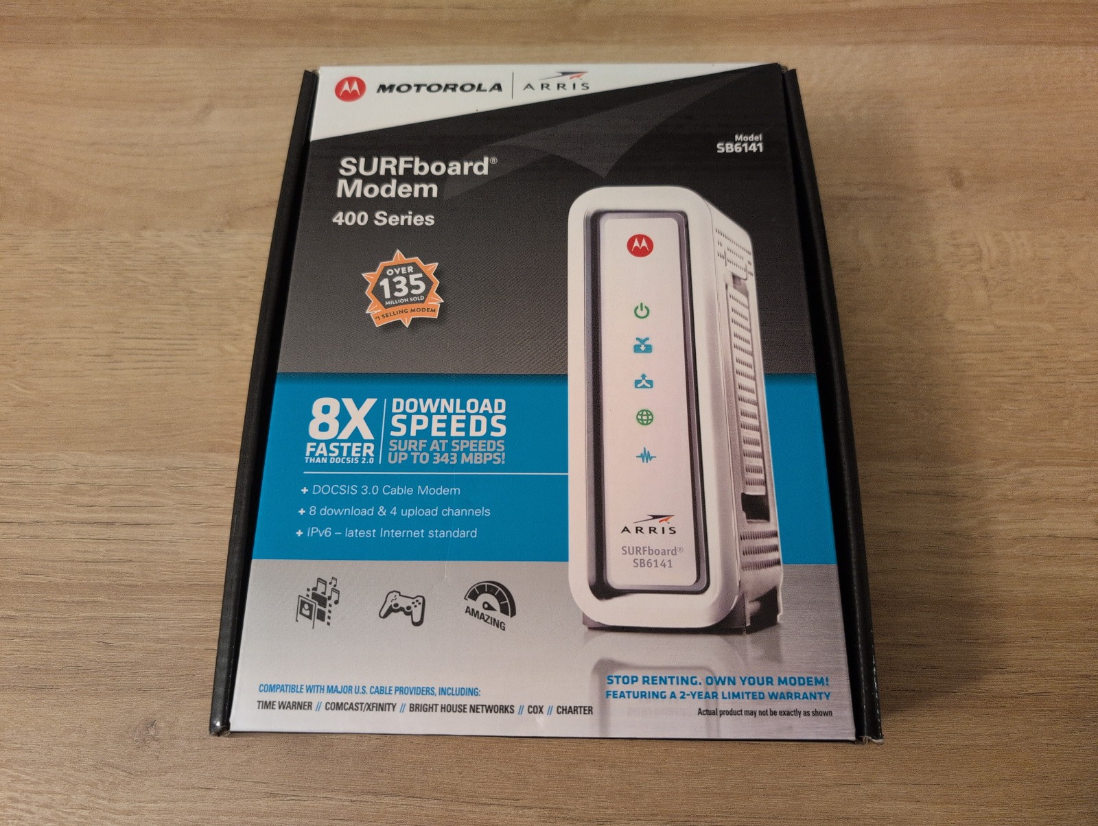 Motorola ARRIS SURFboard SB6141 343Mbps 8×4 DOCSIS 3.0 Cable Modem