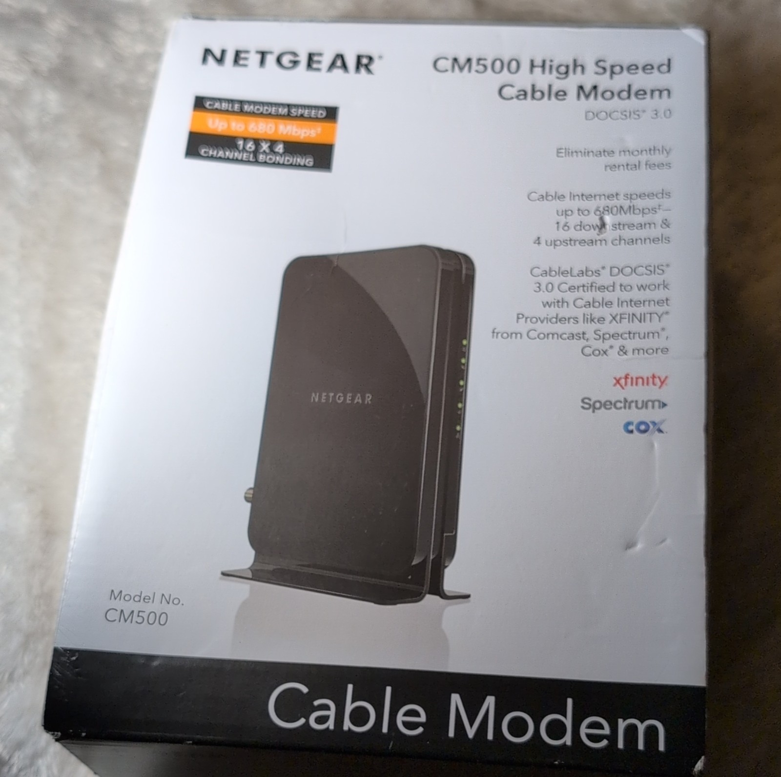 NETGEAR CM500 DOCSIS 3.0 Cable Modem 680Mbps Channel Bonding xfinity Cox