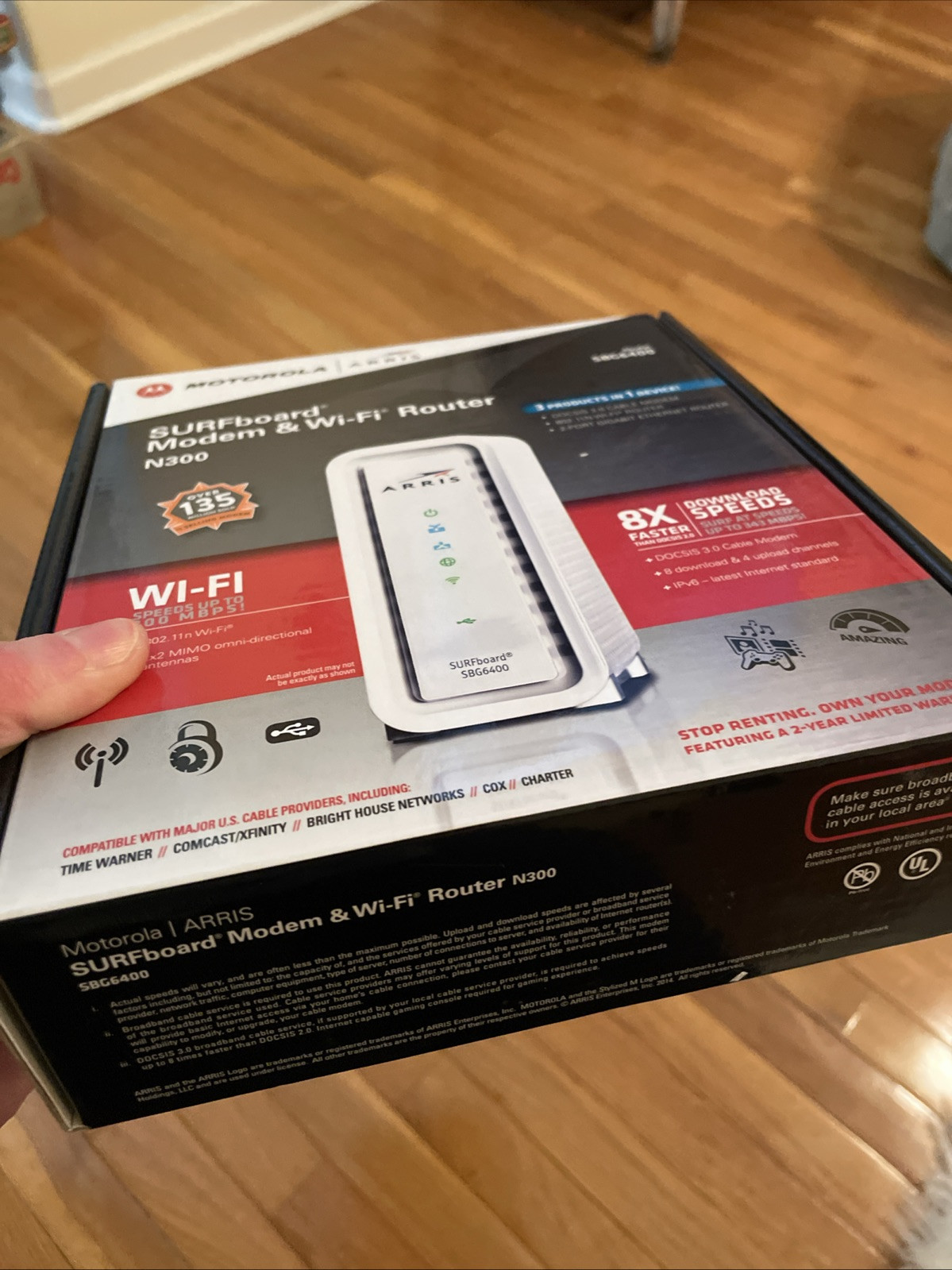 BRAND NEW Modem & Wi-Fi Router, Arris SURFboard Cable Modem N300 Model SBG6400