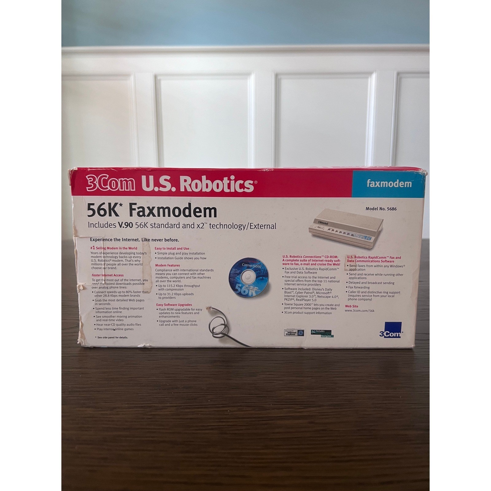 3Com US Robotics 56K Faxmodem External Model 5686 V90 x2 Technology