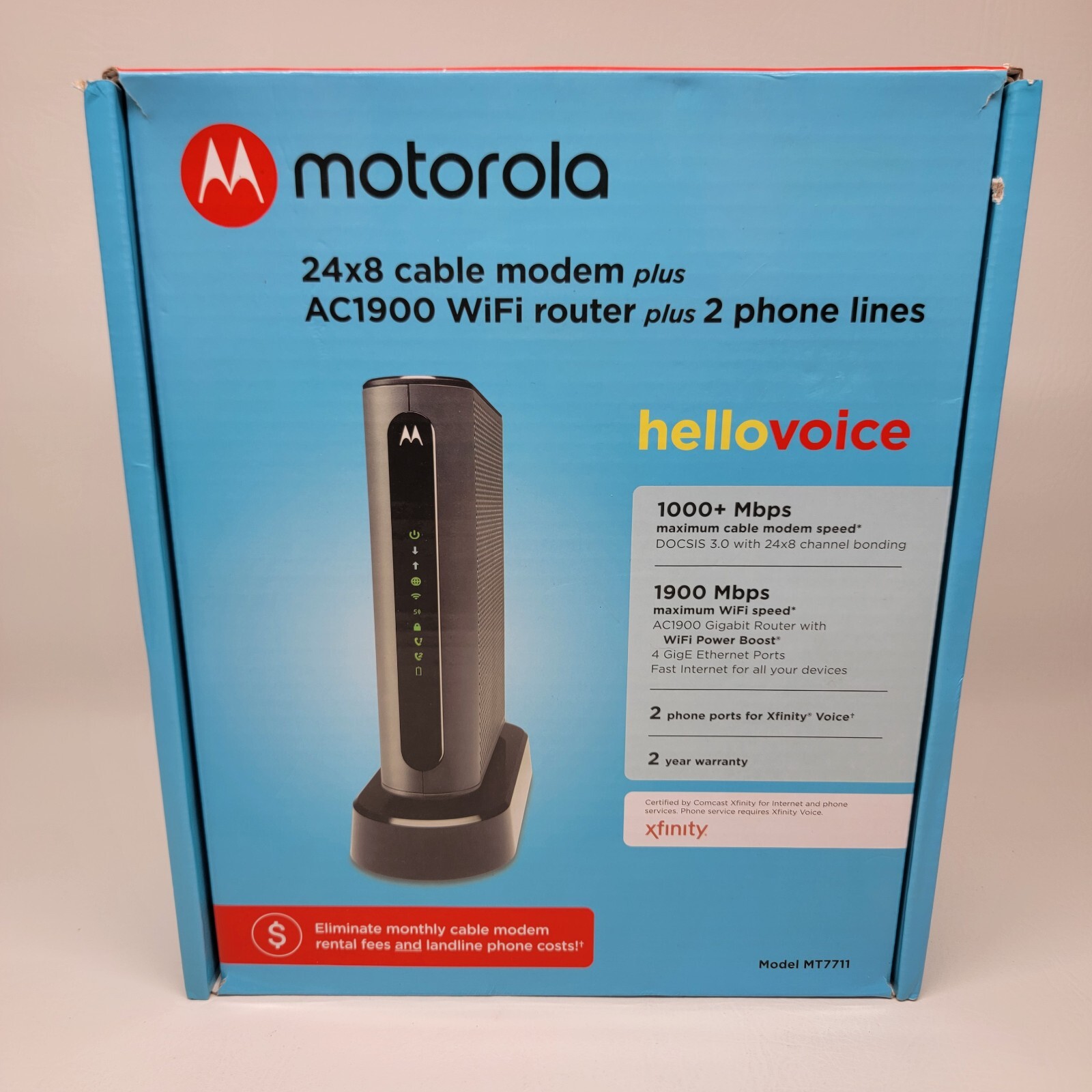 Motorola MT7711 24X8 Cable Modem and AC1900 Dual Band Wi-Fi Gigabit Router