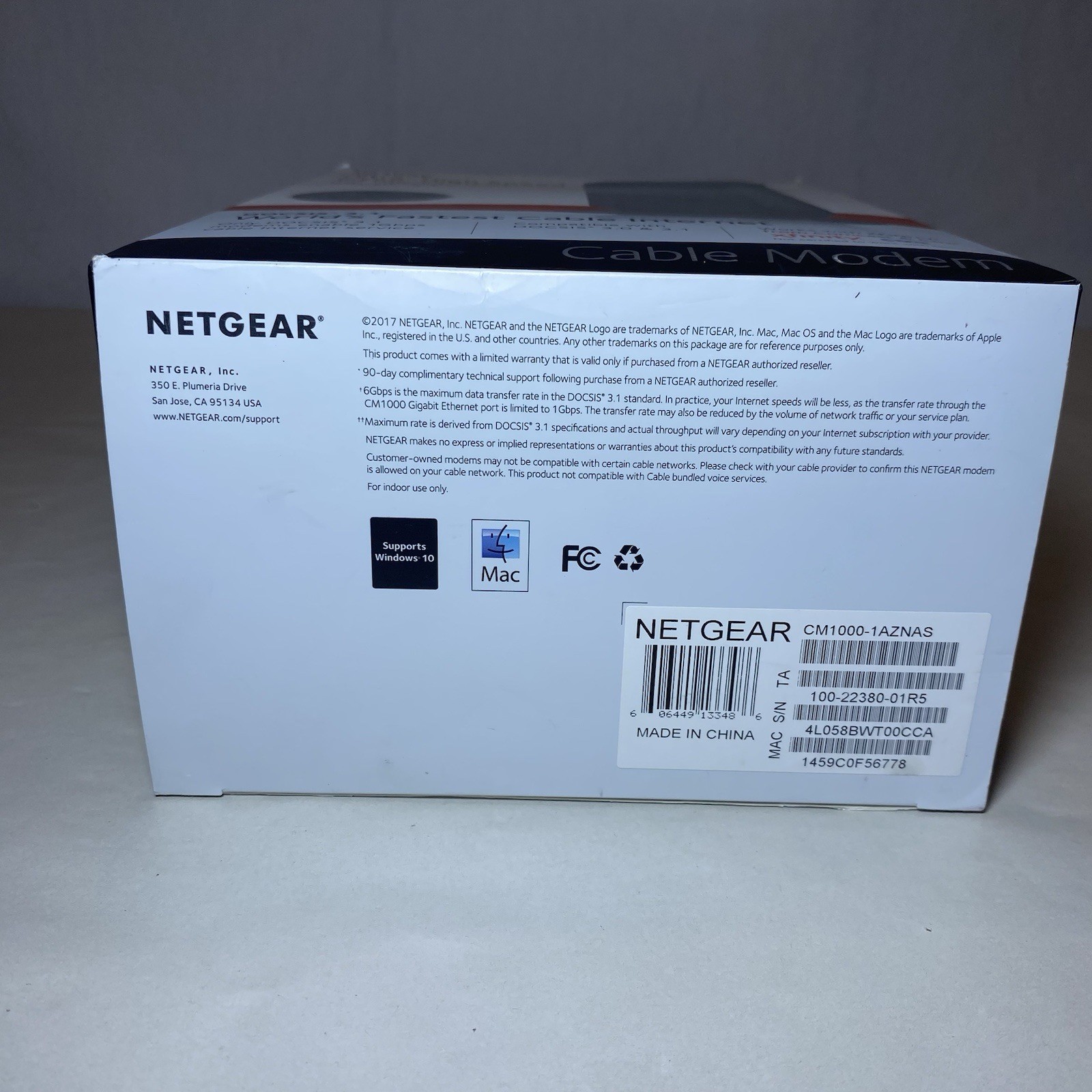 NETGEAR CM1000 Ultra High Speed Cable Modem DOCSIS 3.1 COMPLETE WITH BOX