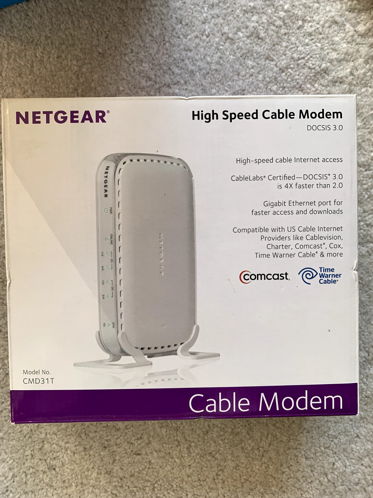 Netgear CMD31T High-Speed Cable Modem DOCSIS 3.0, White