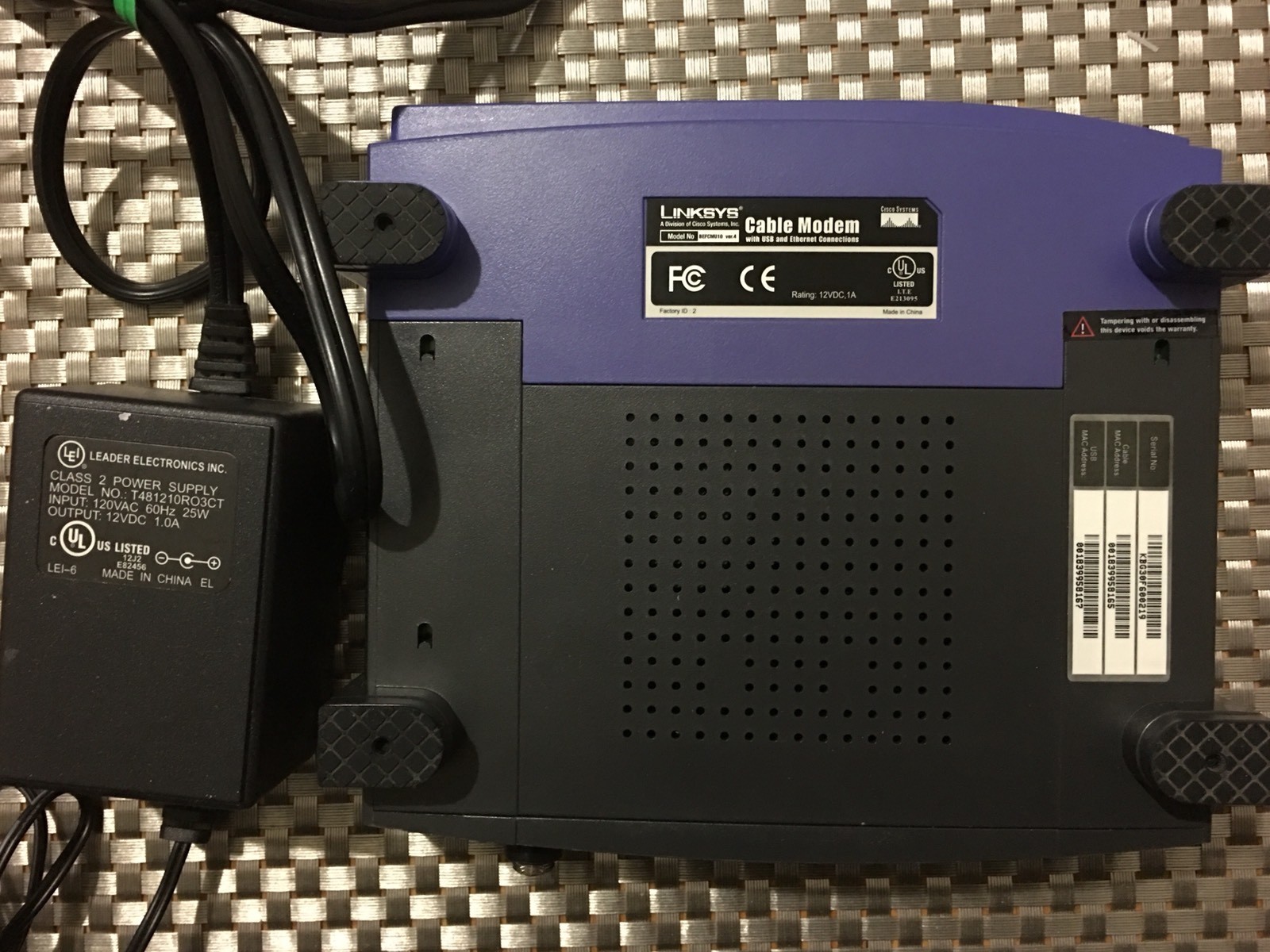 LINKSYS CISCO CABLE MODEM USB ETHERNET MODEL BEFCMU10 VER. 4