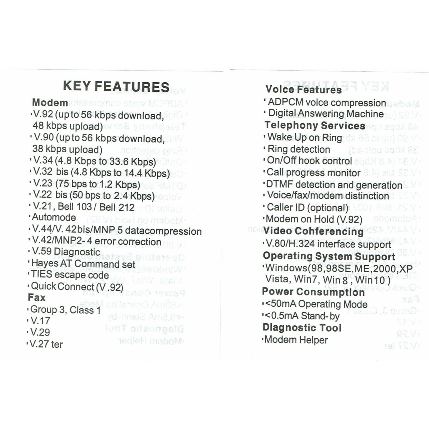 USB 56K External Dial Up Voice Fax Data Modem Windows 10 / 8 / 7 / XP / Vista