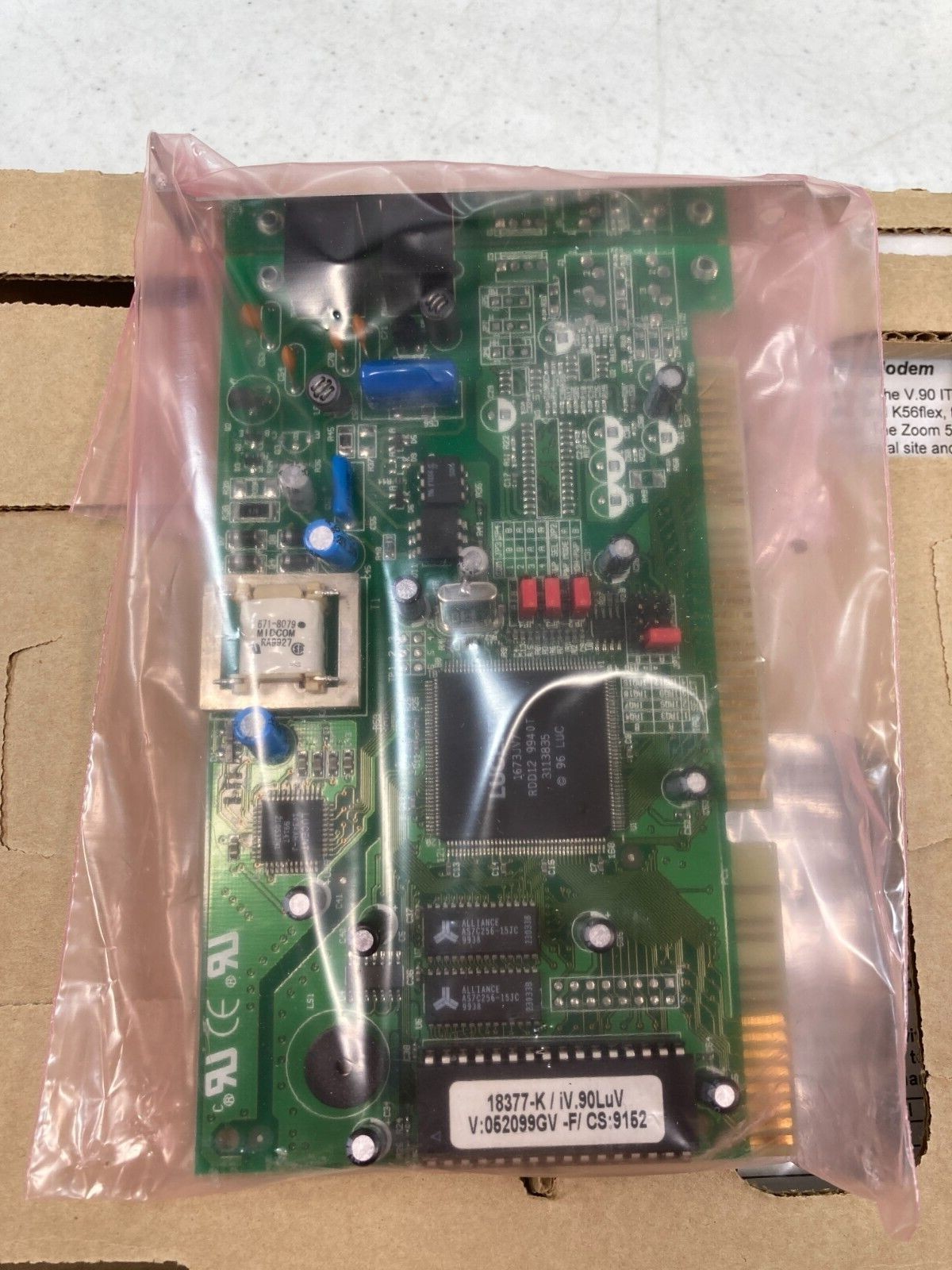 Zoom Fax Modem 56k Dual Mode Modem Card Open Box 2919-00-00L Y2K Ready!