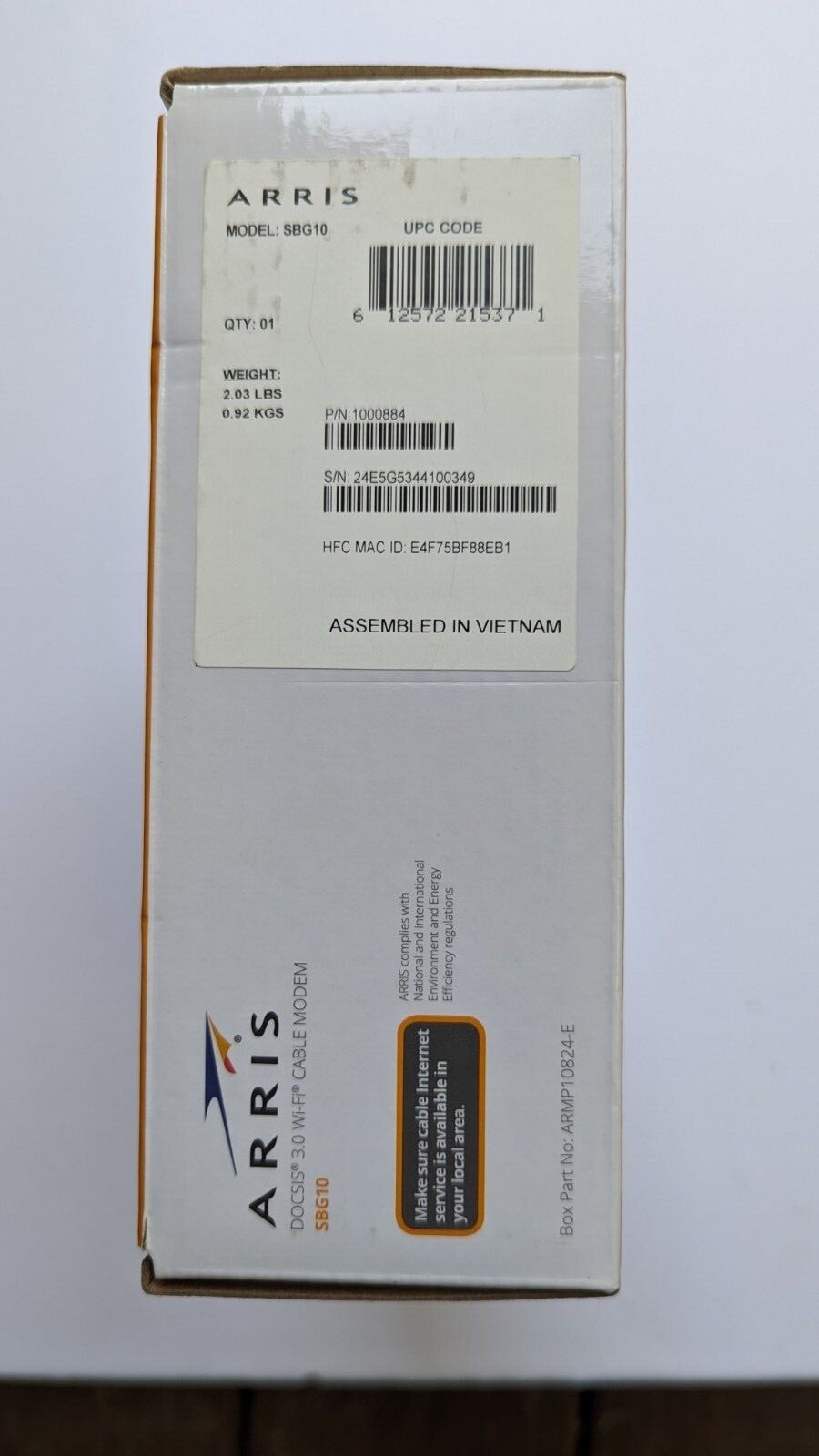 ARRIS SURFboard SBG10 DOCSIS3.0 16×4 Gigabit Cable Modem & Router 686 Mbps