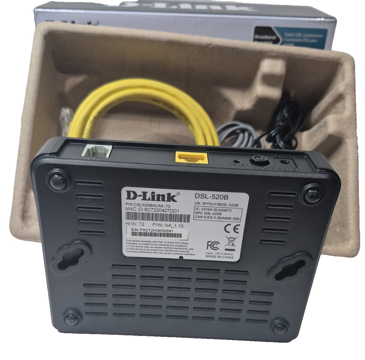 D-Link ADSL2+modem (DSL-520B) Broadband Faster DSL Connection New Open Box