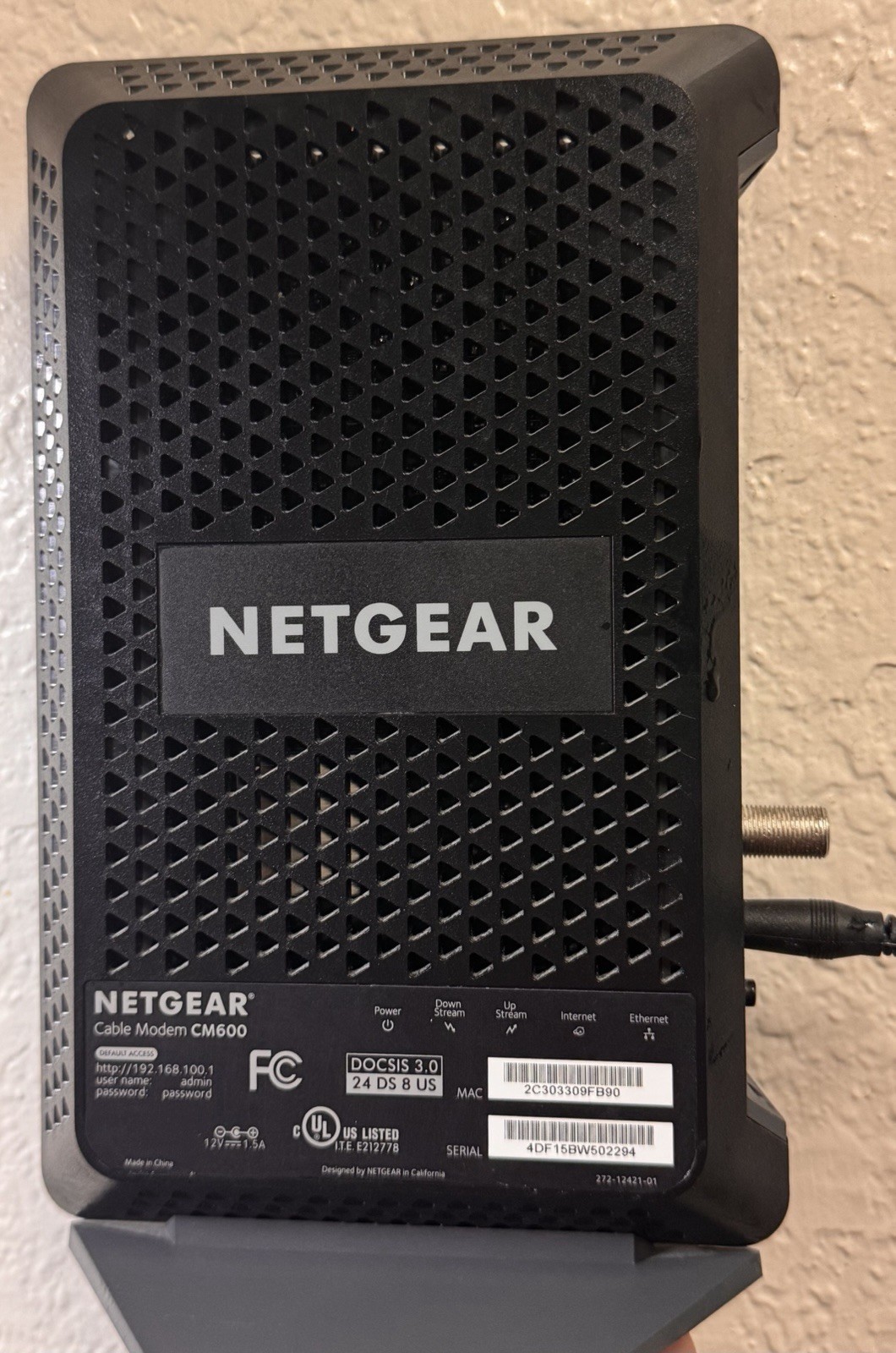NETGEAR CM600-1AZNAS 960Mbps DOCSIS 3.0 Cable Modem