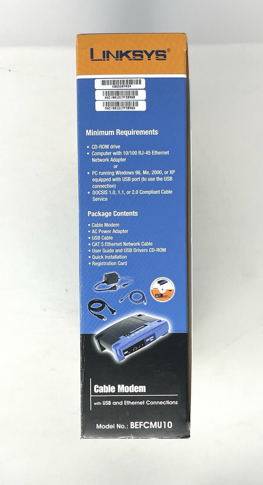 Linksys BEFCMU10 Cable Modem with USB and Ethernet Connections NIB