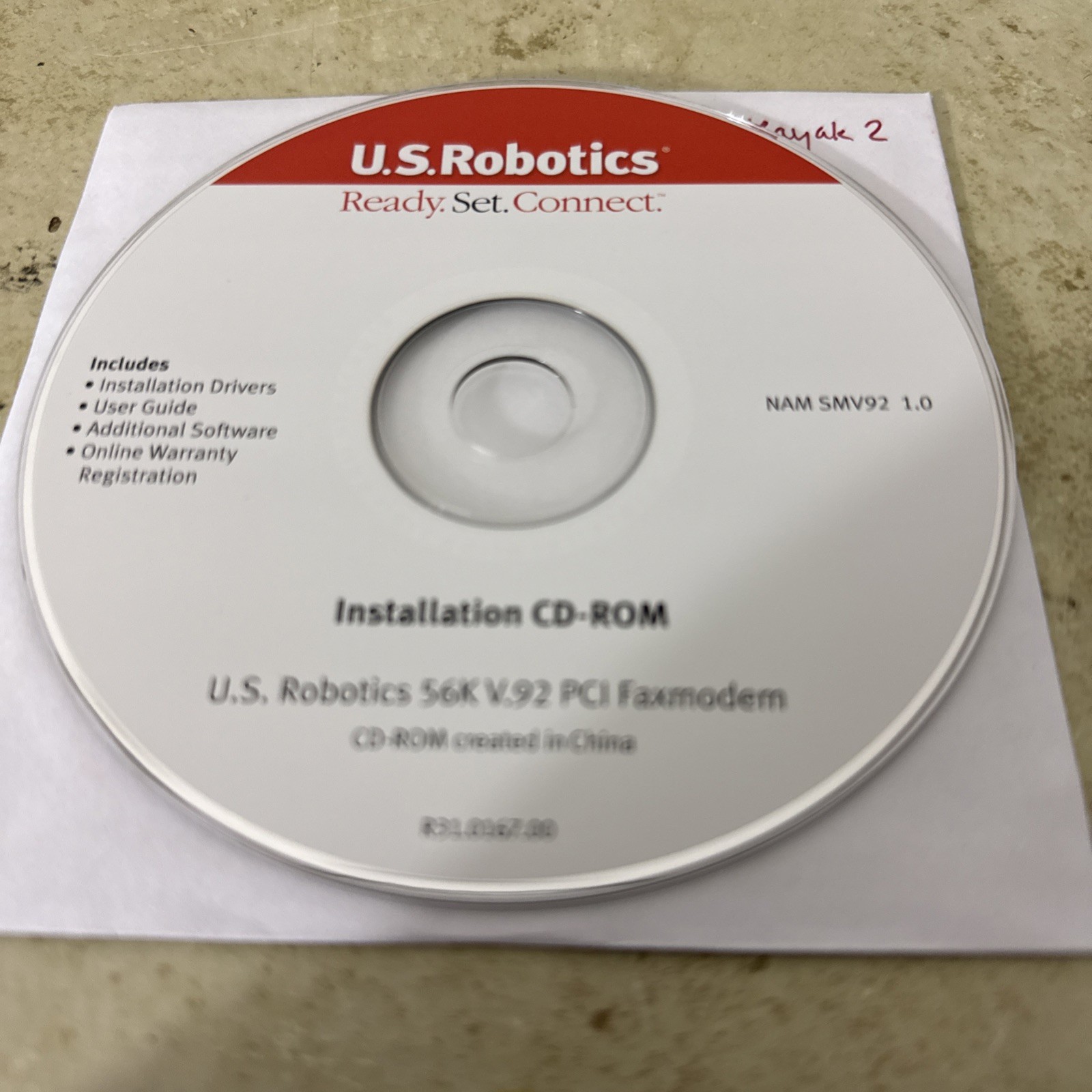 U.S Robotics Ready.set.connect Installation CD-Rom 56k V.92Faxmodem Pci Software