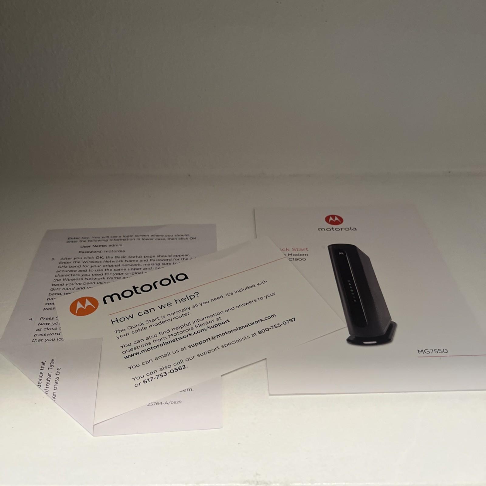 Motorola MG7550 16×4 High Speed ​​Cable Modem Plus AC1900 WiFi Router as is
