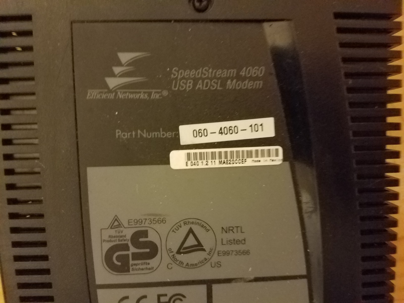 EFFICIENT NETWORKS 060-4060-101 SpeedStream 4060 USB ADSL Modem