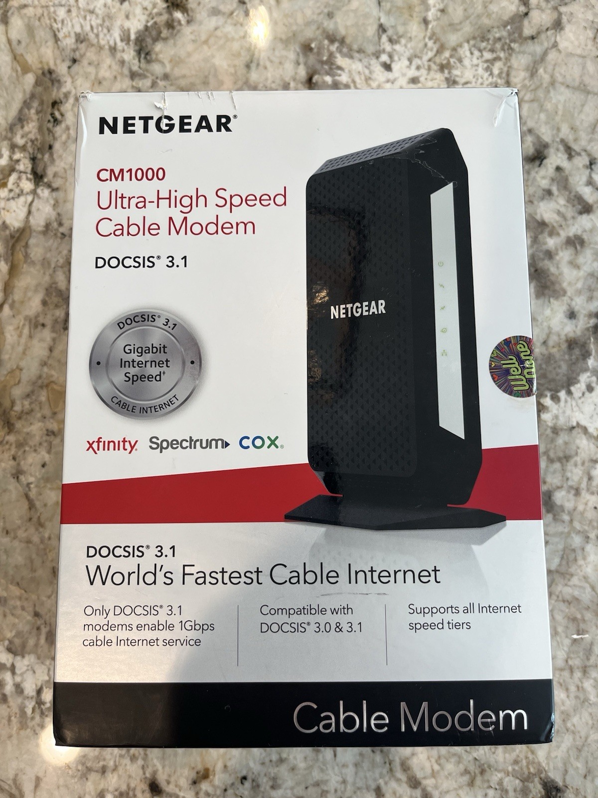 NETGEAR CM1000 Ultra-High Speed Cable Modem, 100NAS DOCSIS 3.1 Gigabit