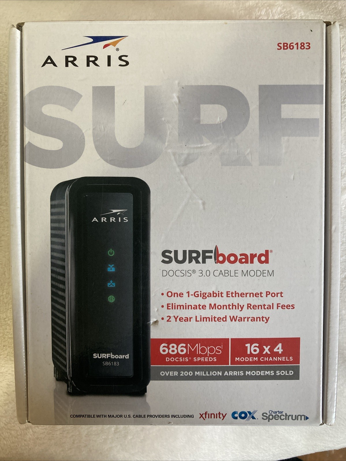 ARRIS SURFboard (16×4) DOCSIS 3.0 Cable Modem SB6183 Black 612572216712
