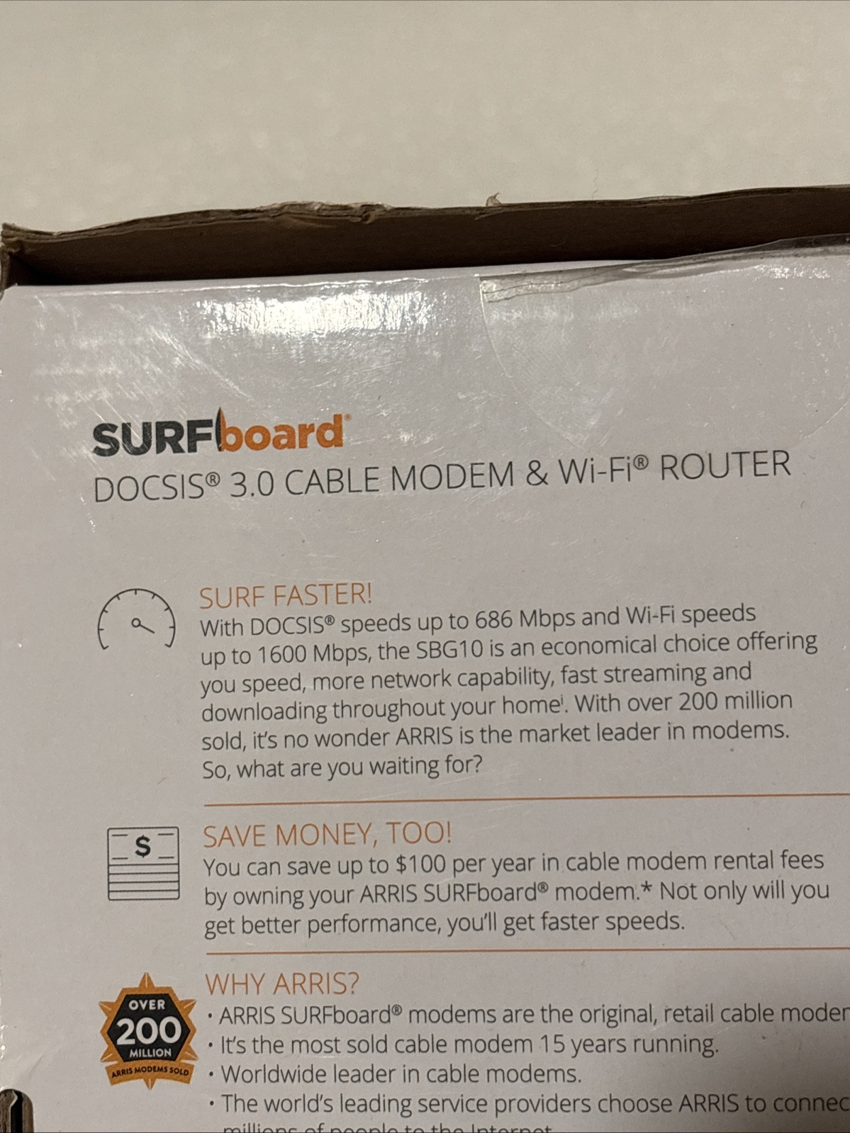 ARRIS SBG10 SURFboard AC1600 Dual-Band Cable Modem Router – Black