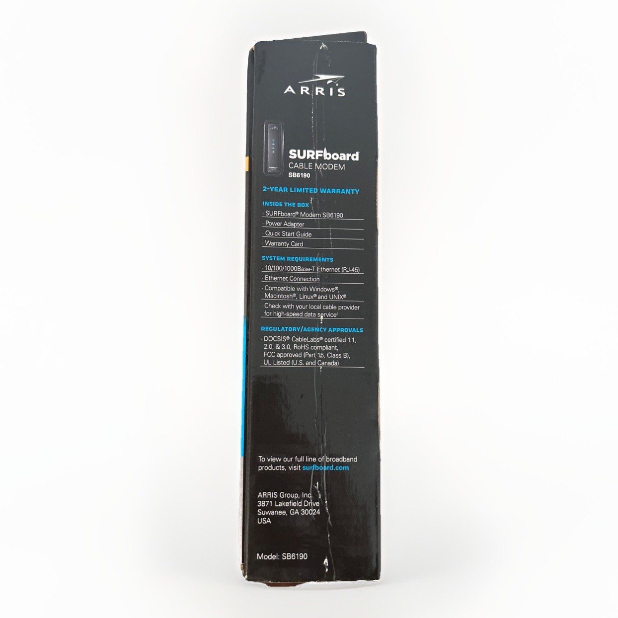 ARRIS SURFboard DOCSIS 3.0 Cable Modem – SB6190 Black – UVG