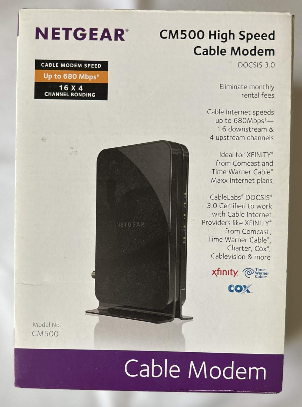 Netgear CM500 High Speed Cable Modem DOCSIS 3.0 Xfinity Cox Spectrum Comcast