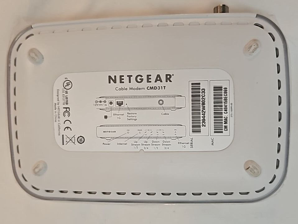 Netgear Wireless WiFi Cable Modem High Speed DOCSIS 3.0 340Mbps Gigabit Ethernet