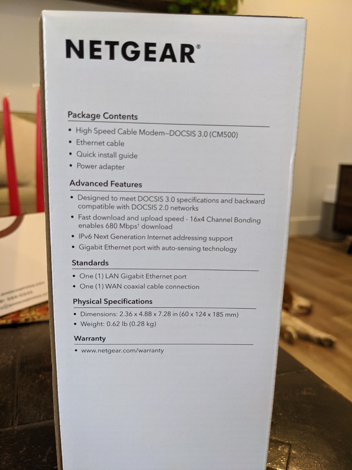 NETGEAR CM500 (CM500100NAS) 680 Mbps DOCSIS 3.0 Cable Modem