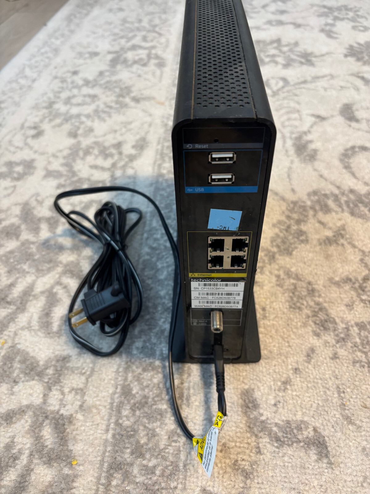 Technicolor Model-TC8715D Wireless Telephone-TV Cable Modem Working