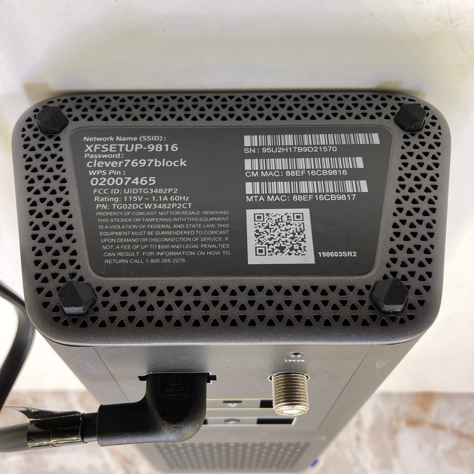 XFINITY Modem XB6-A w/ Power Cable – Tested, Works.