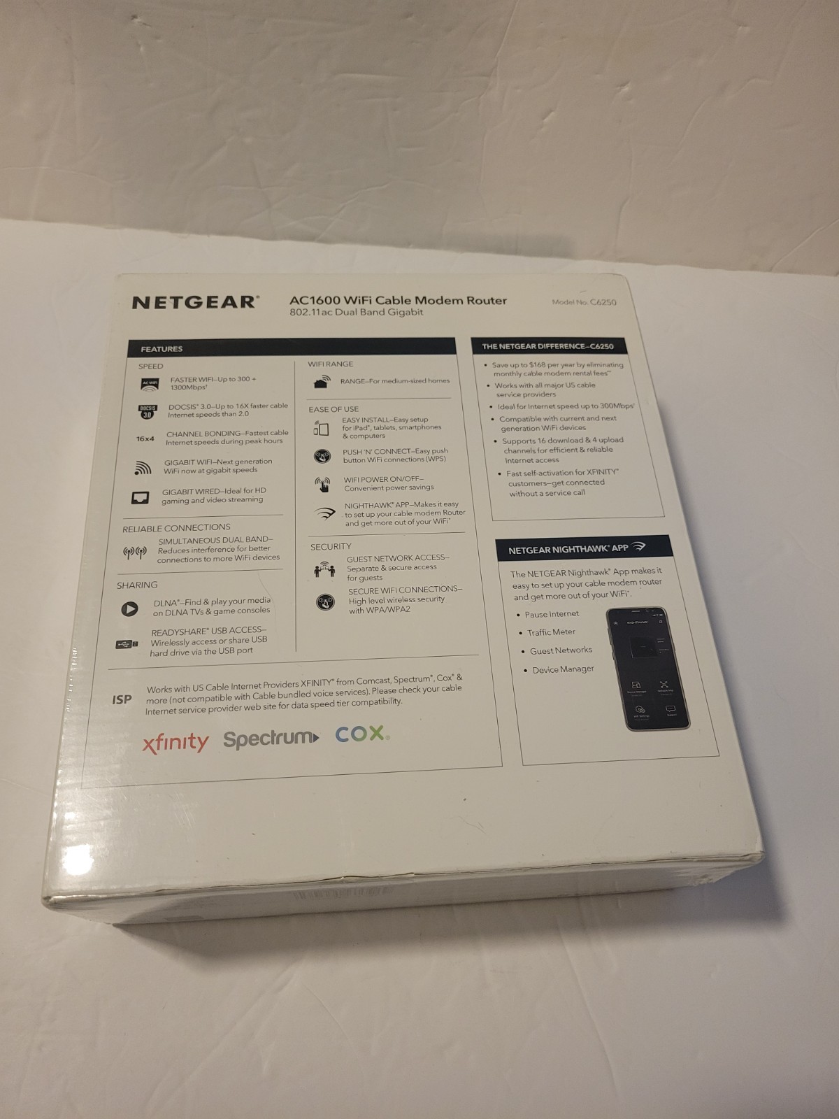 NETGEAR Cable Modem Wi-Fi Router Combo Model ( C6250 ) New Factory Sealed (OEM)