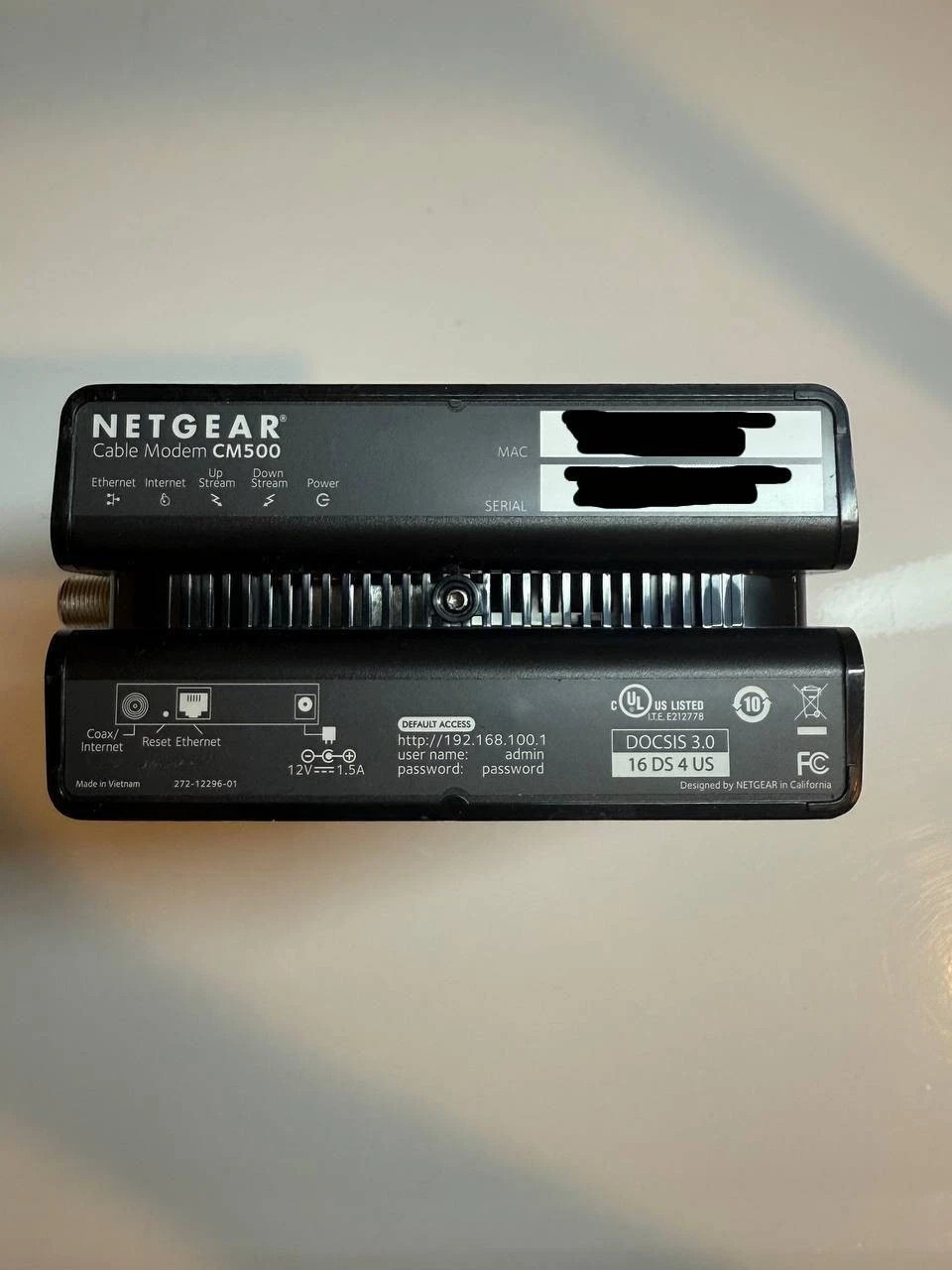 NETGEAR CM500 High Speed Cable Modem DOCSIS 3.0 (Up to 680Mpbs)