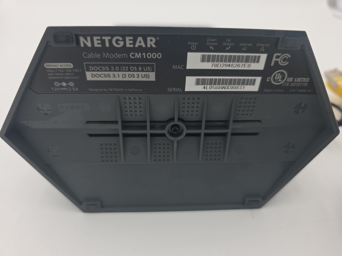 NETGEAR Nighthawk CM1000 DOCSIS 3.1 Cable Modem With Cables