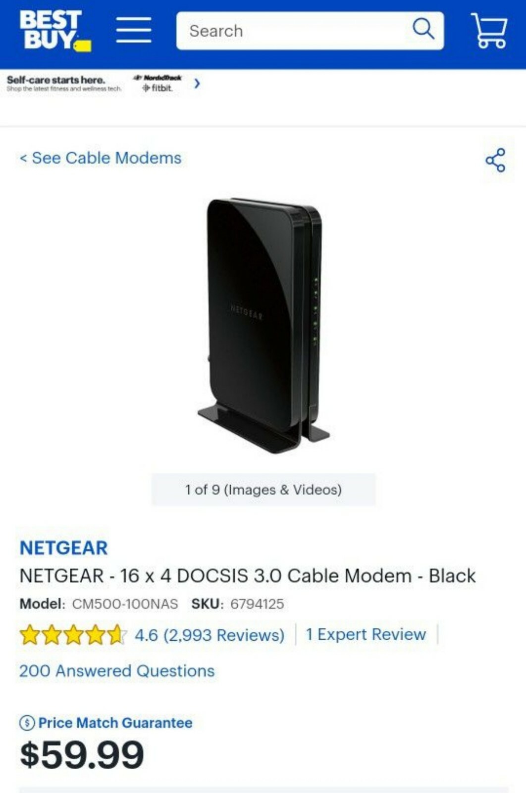 NETGEAR Cm500-1aznas 16×4 DOCSIS 3.0 Cable Modem Max Download Speeds of 686mbps