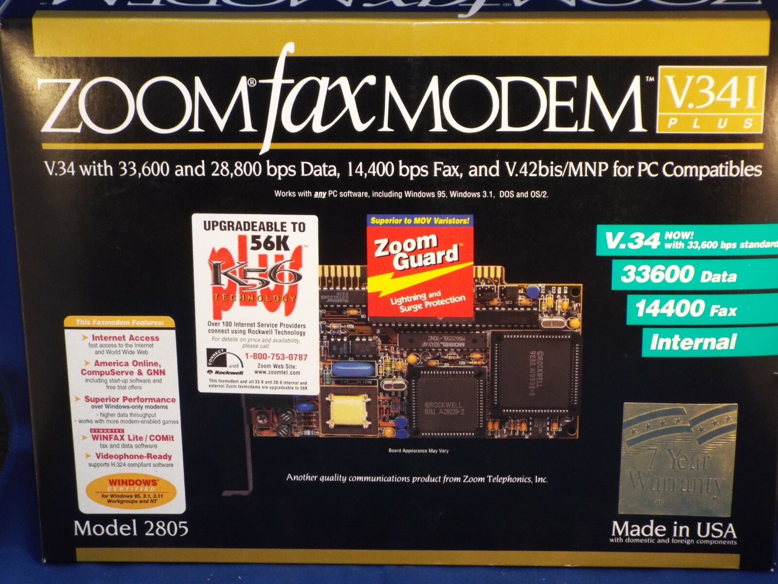 Zoom Fax Modem V.341 Plus Model 2805